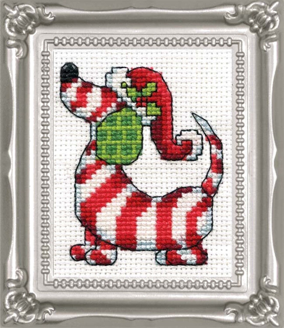DIY Design Works Candy Cane Dog Christmas Mini Counted Cross Stitch Kit